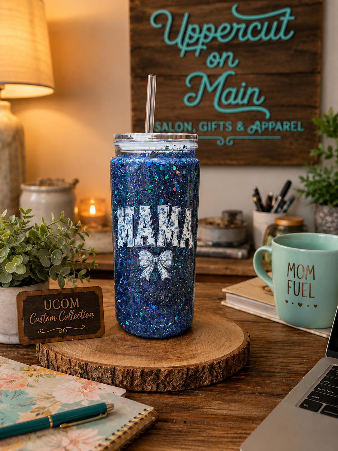 Floral Mama Glitter Tumbler