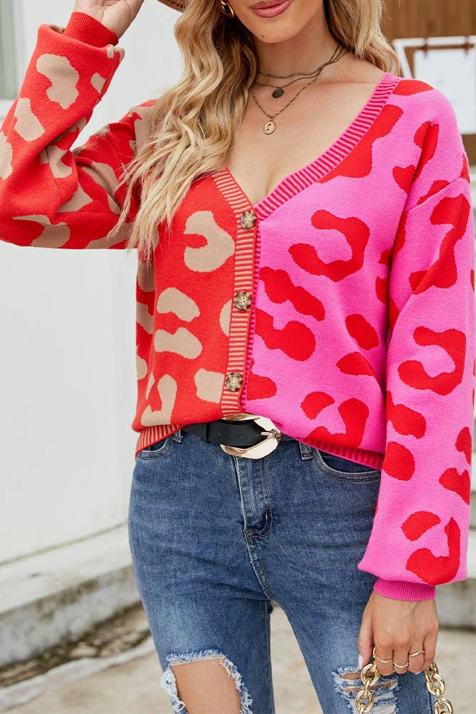 Cheetah Colorblock Cardigan