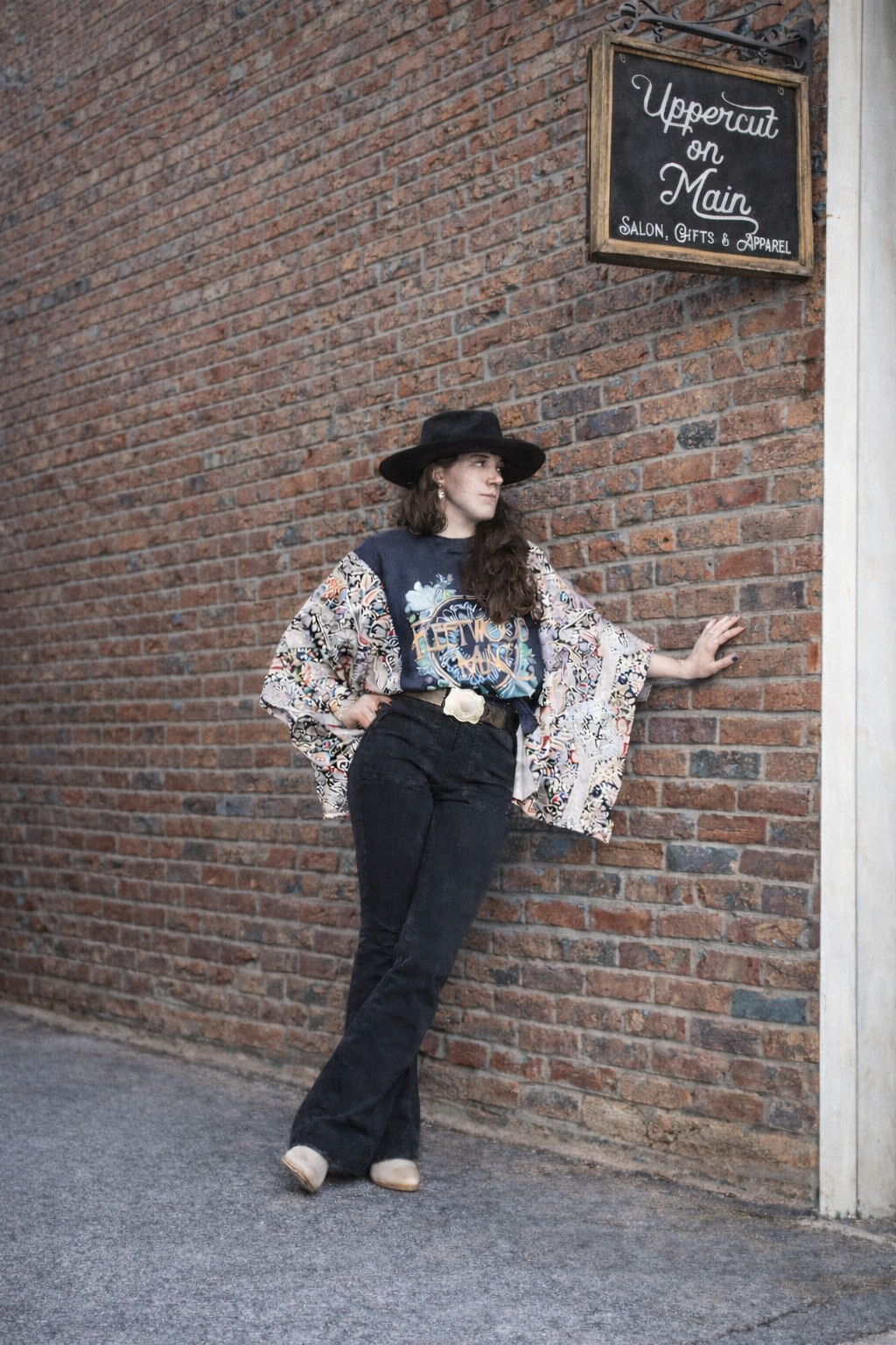 Band Printed Batwing Sleeve Tops