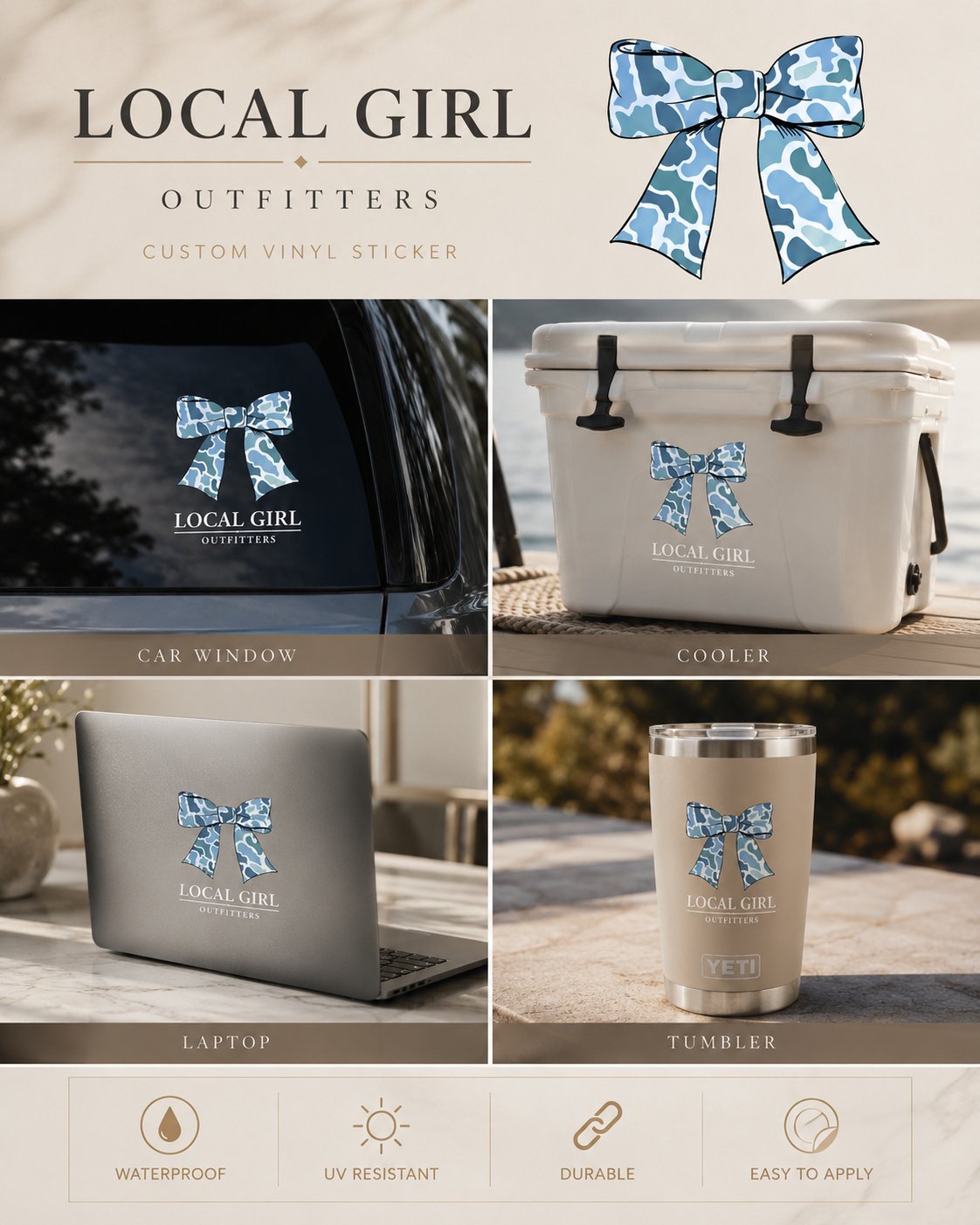 Custom Sticker ( LOCAL GIRL BLUE CAMO BOW )