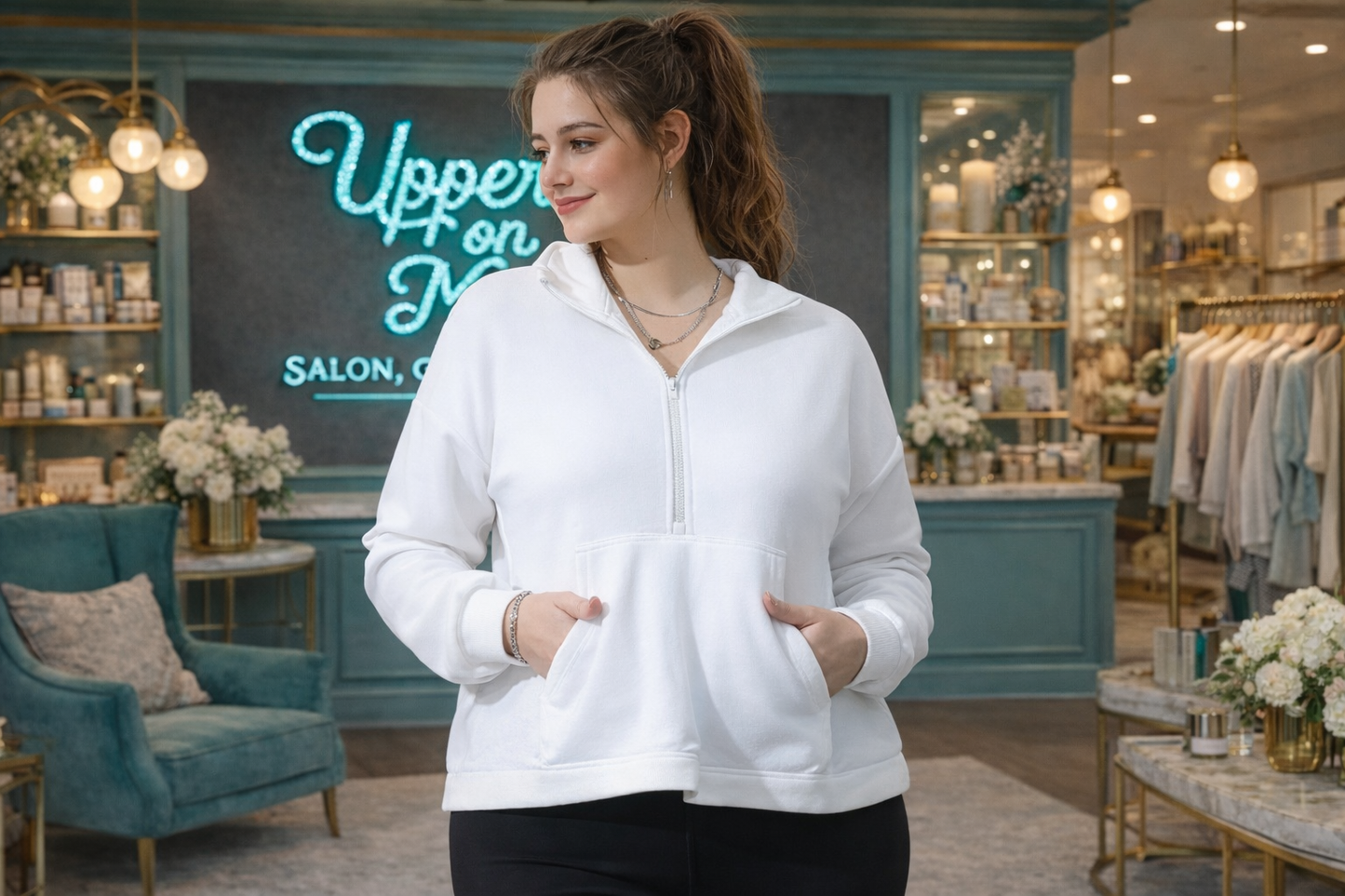 White Anorak Fleece Pullover