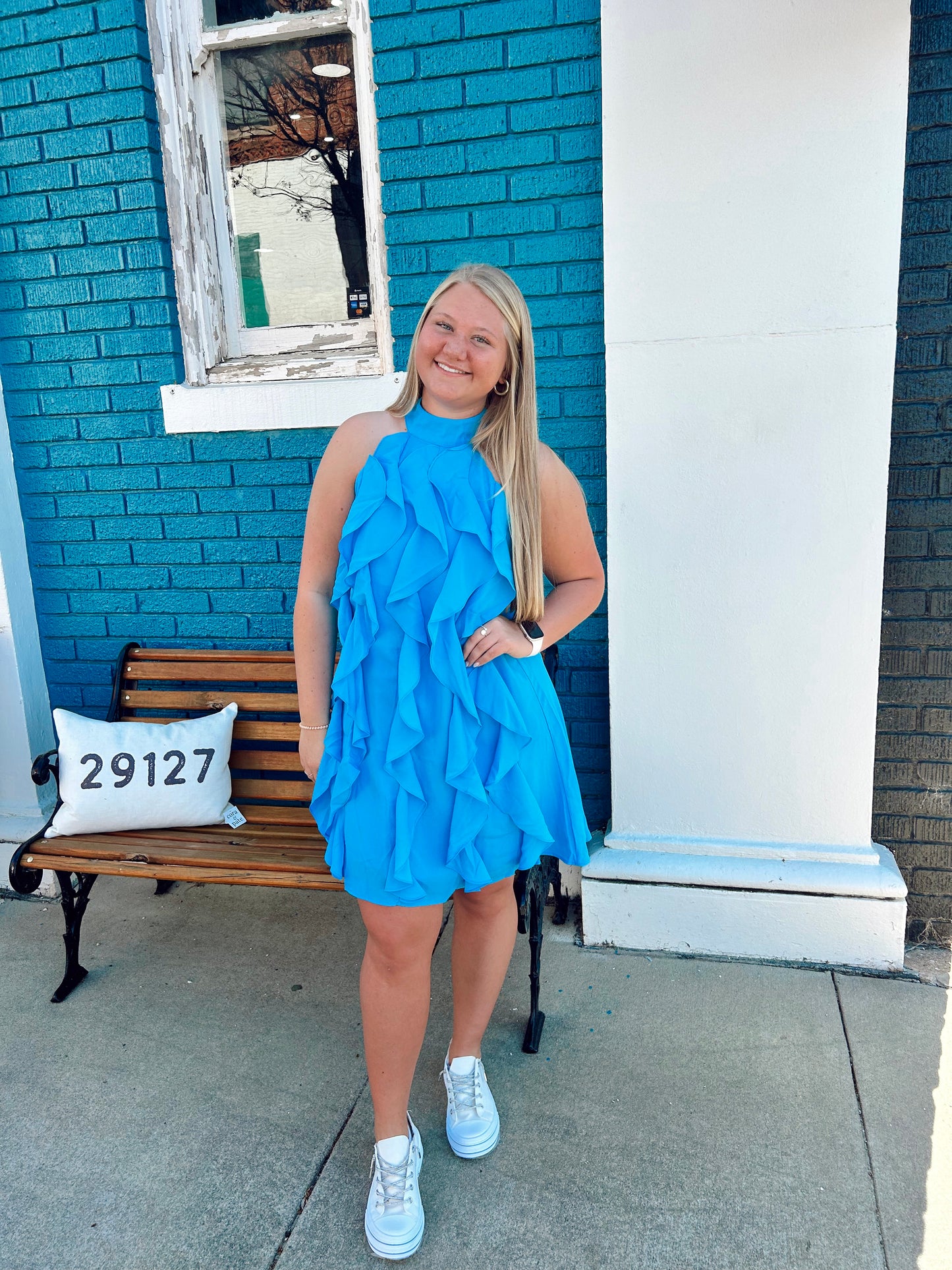 GLAM Blue Ruffle Dress