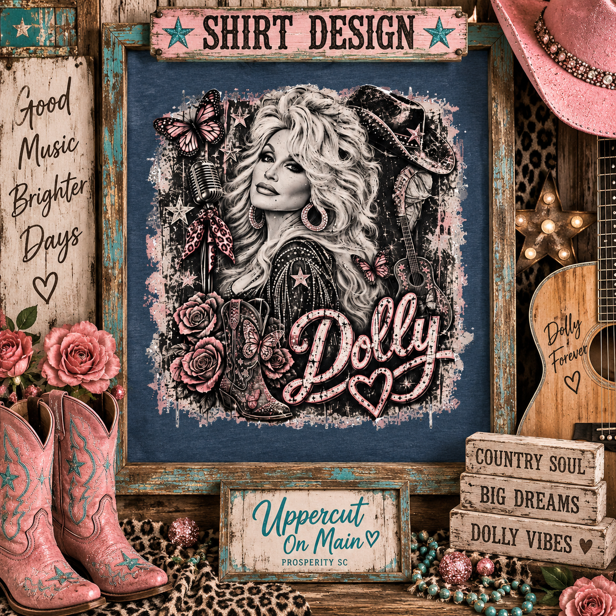 Dolly DISTRESSED WESTERN GLAM Custom Shirt