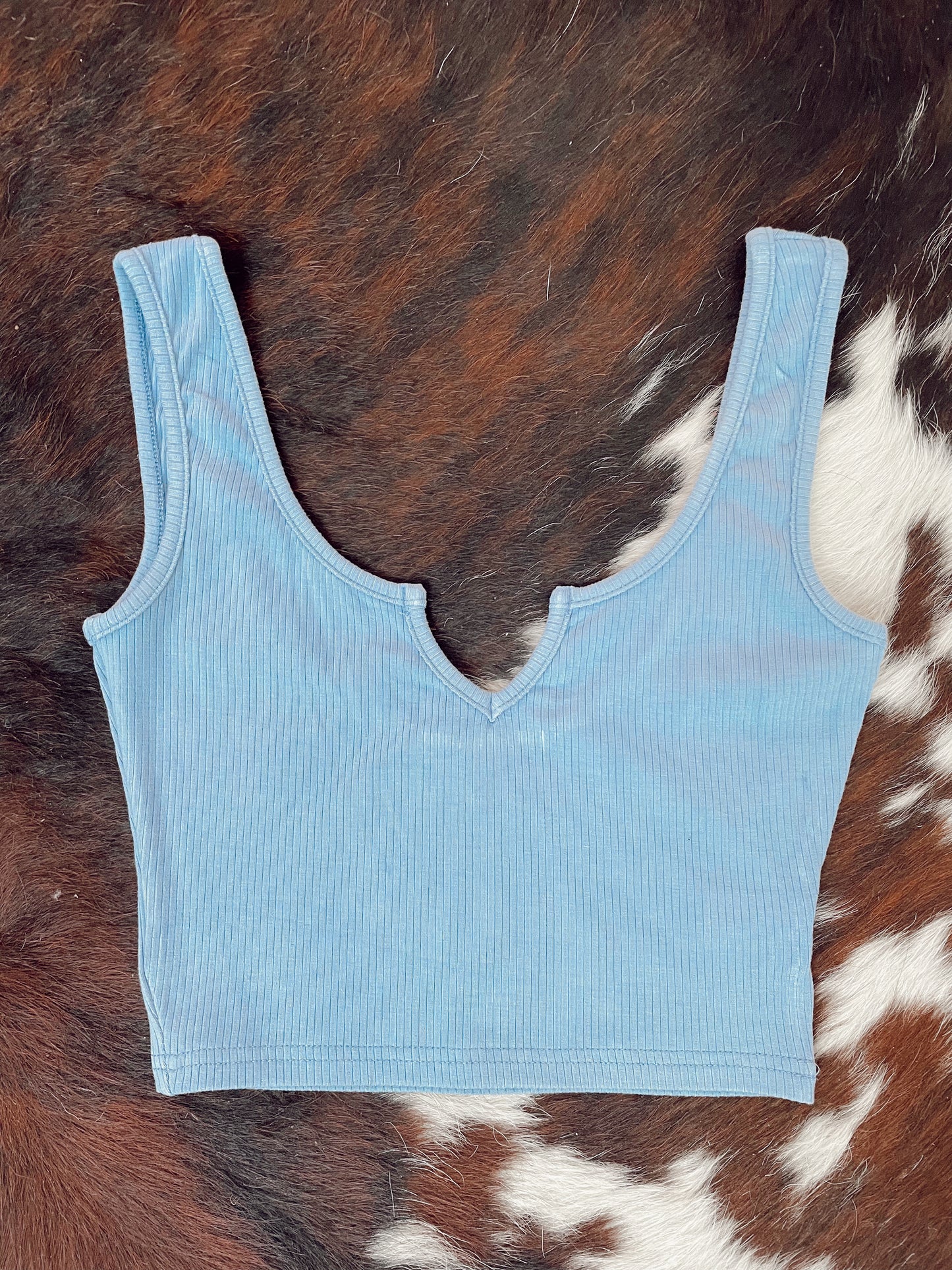 Ribbed V Neck Crop Tank