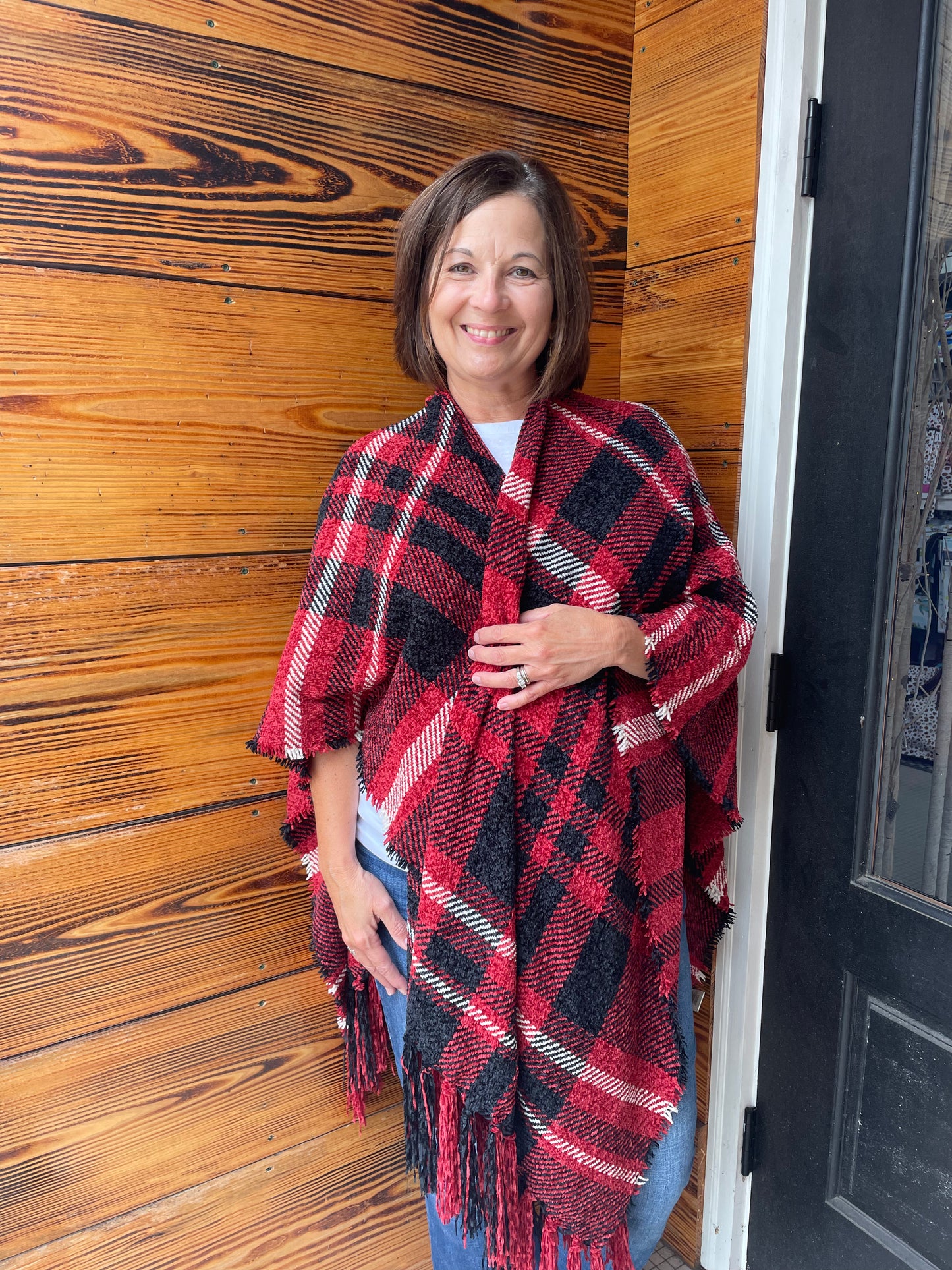 GANZ Red/Black Plaid Wrap