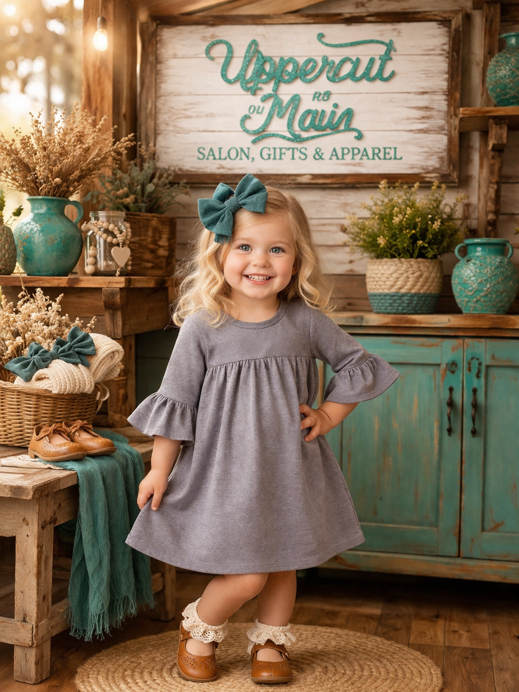 HONEYDEW Grey Ruffle Dress