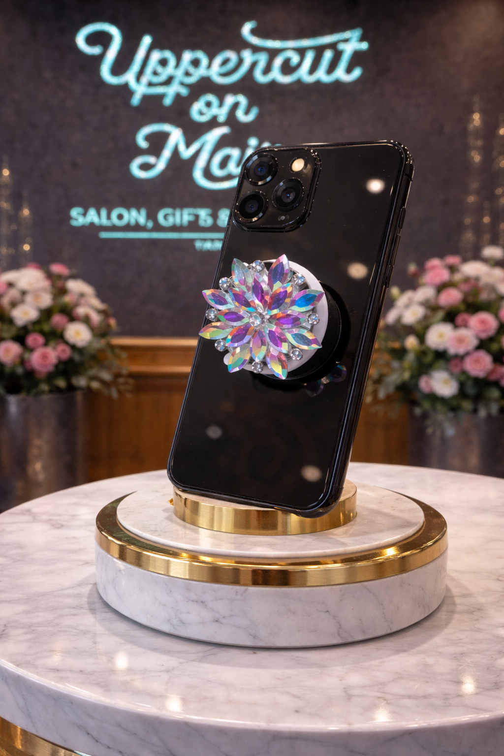 Crystal Flower Pop Socket
