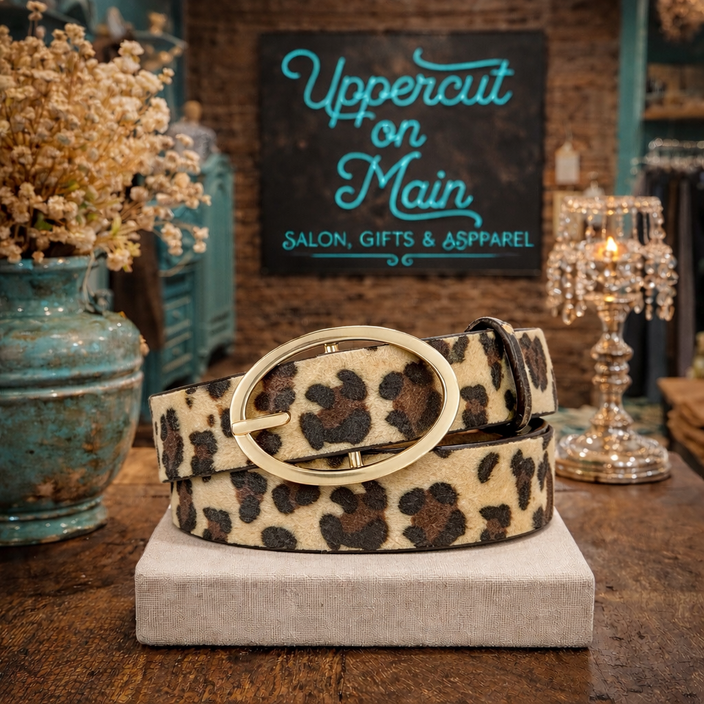 Leather Belt W/ Round Buckle