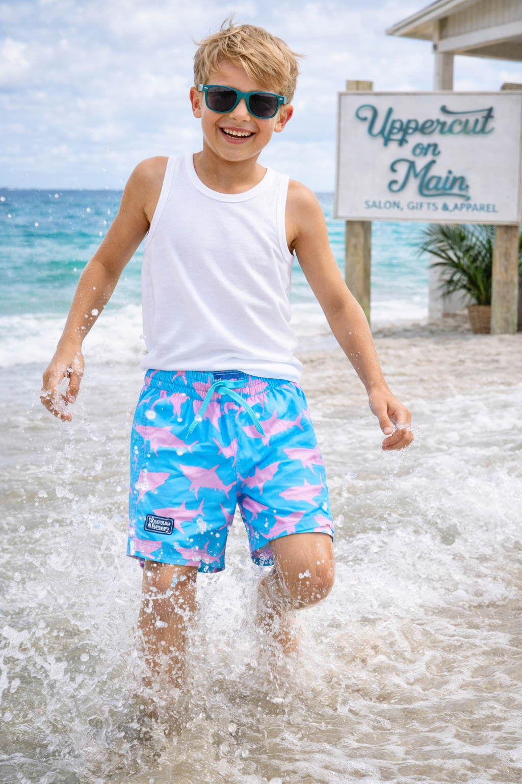 T&H PINK SHARKS Swimming Trunks