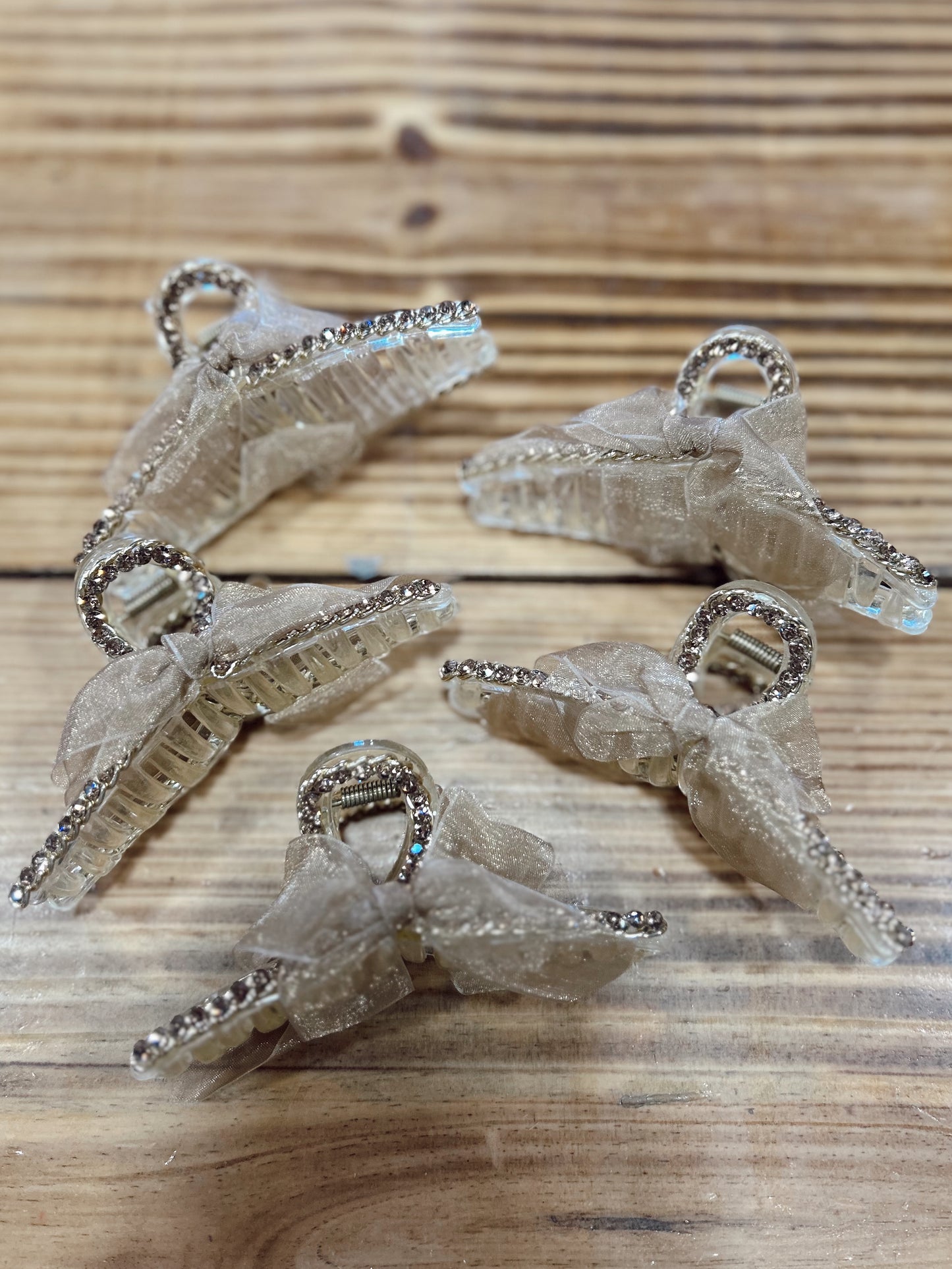 Rhinestone Bow Claw Clip