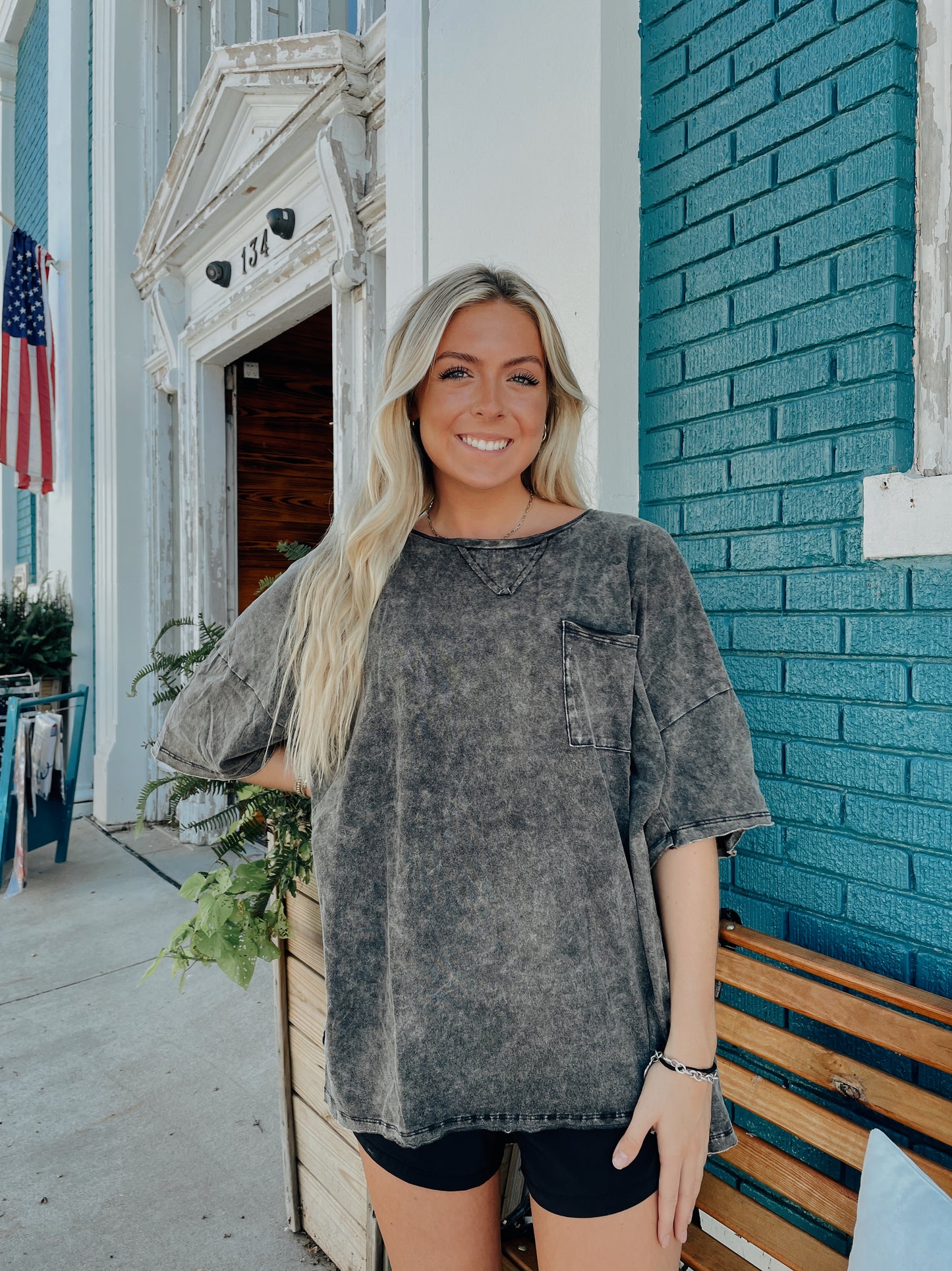 Acid Washed Raw Hem Top