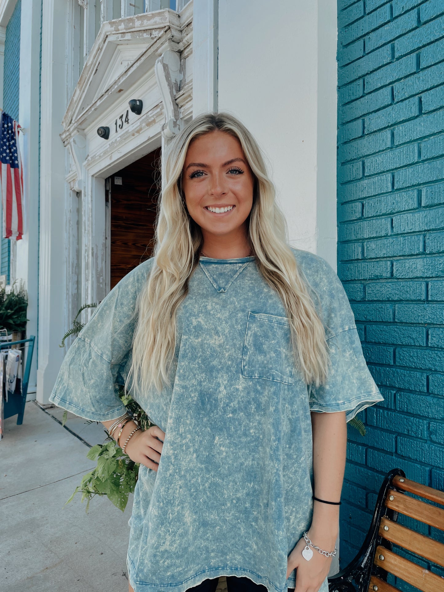 Acid Washed Raw Hem Top