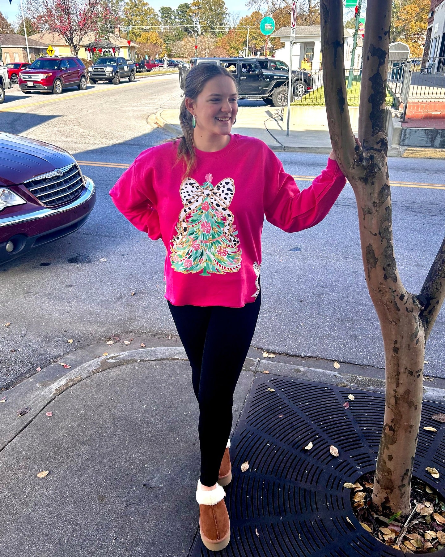 Pink Watercolor Christmas Tree Shirt