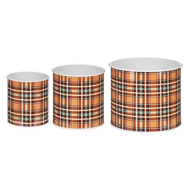 3PC Harvest Plaid Planters