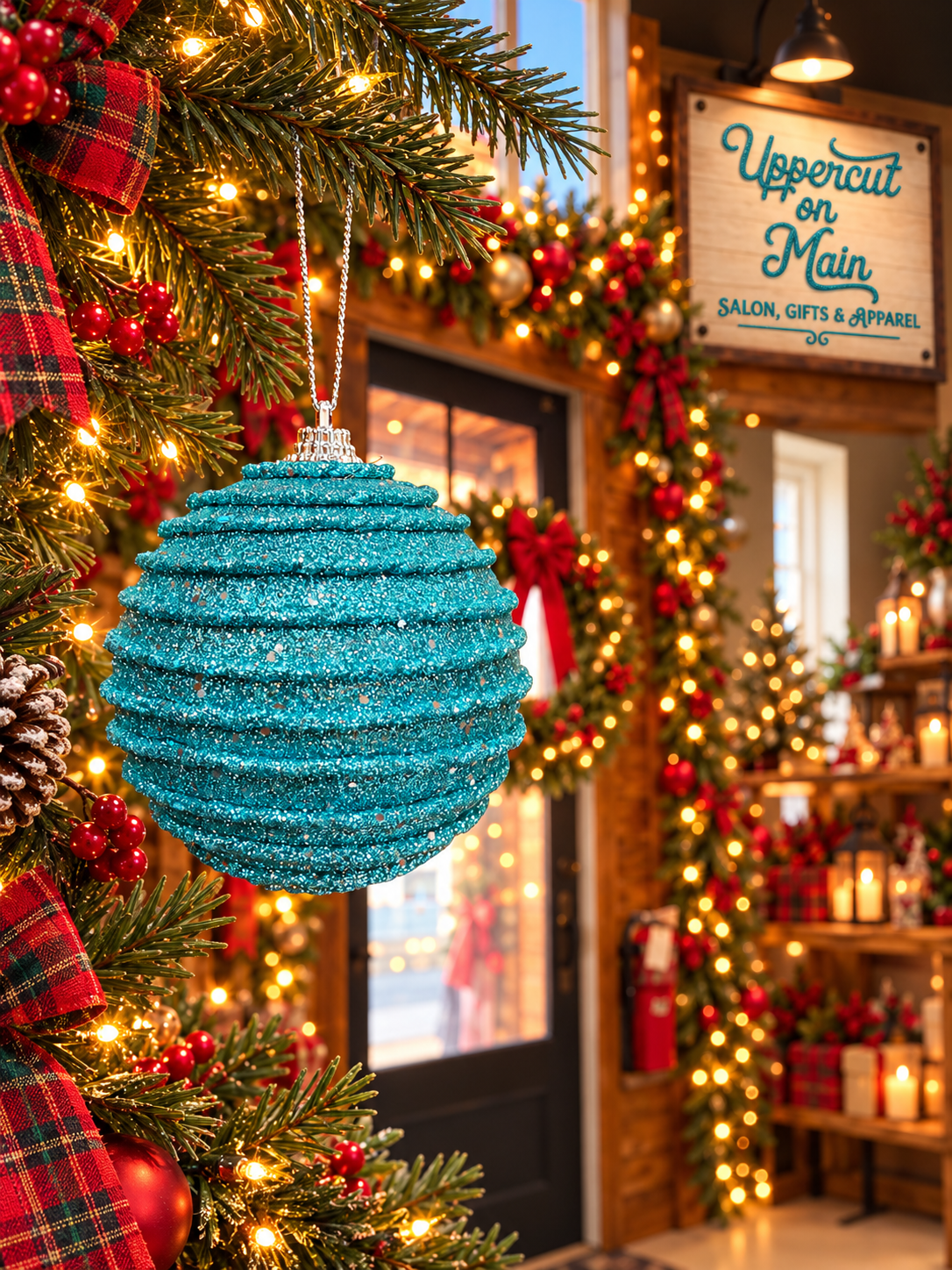 Kurt Adler TEAL GLITTER BALL Ornament