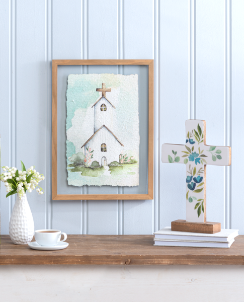 Framed Watercolor Church Picture