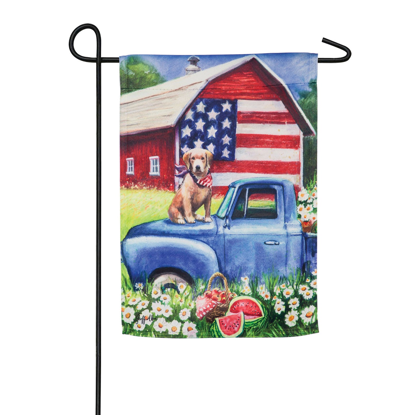 EVERGREEN Patriotic Pup Truck flag