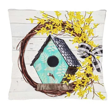 EVERGREEN Birdhouse Pillow Cover