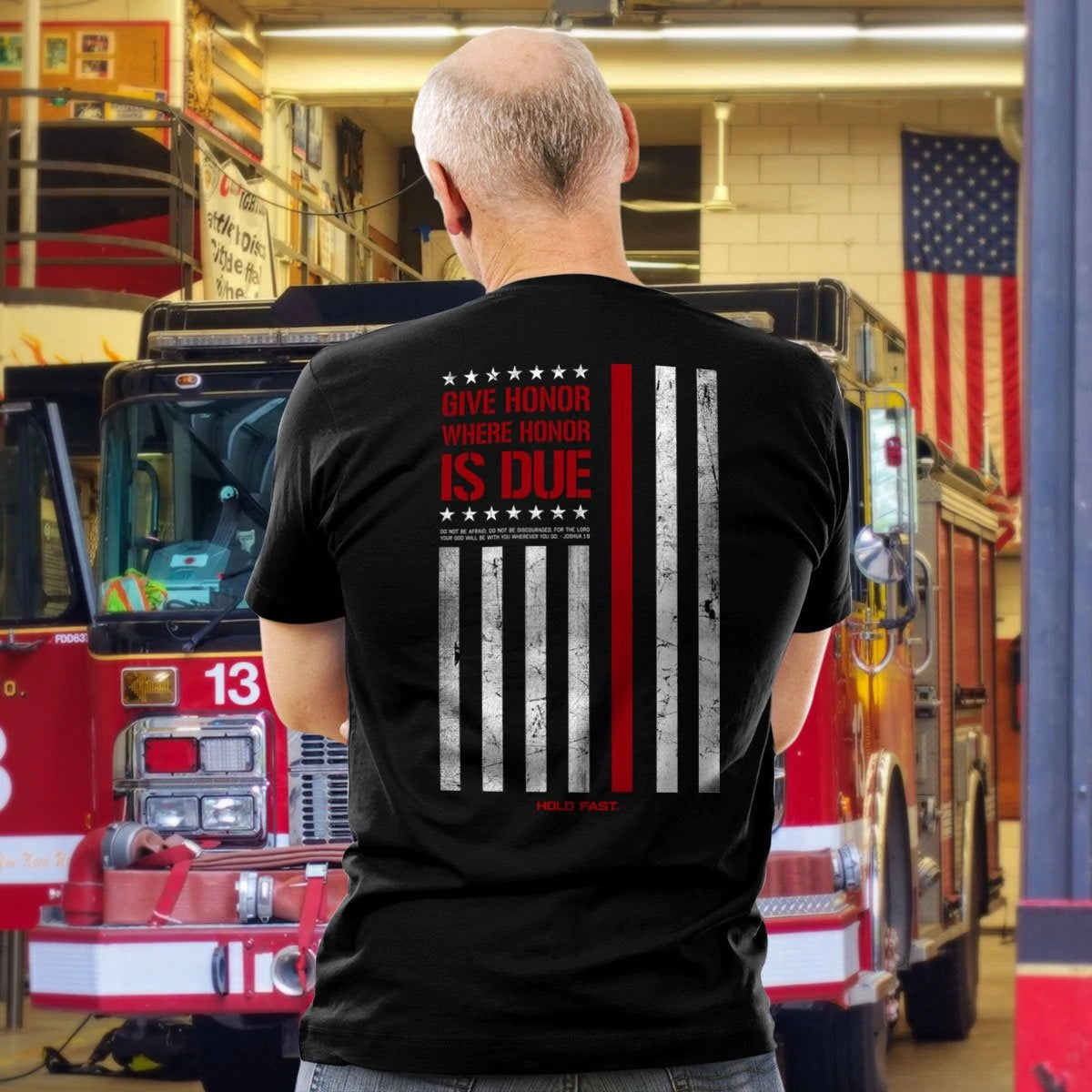 KERUSSO Adult T- Firefighter Flag