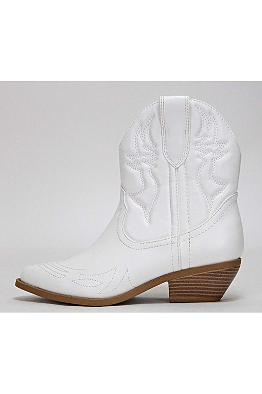 White Western Ankle Boots