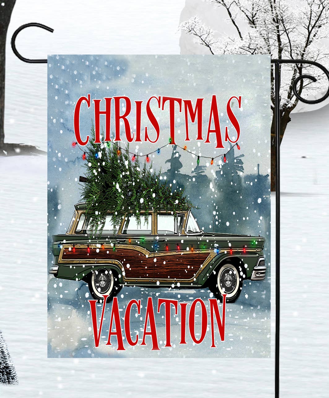Christmas Vacation Wagon Garden Flag