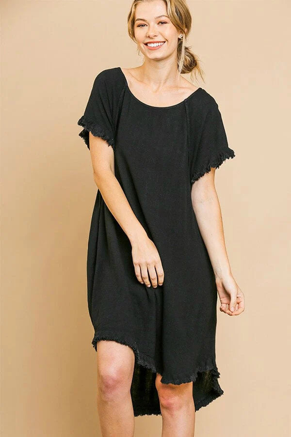 UMGEE Black Short Ruffle Sleeve Dress