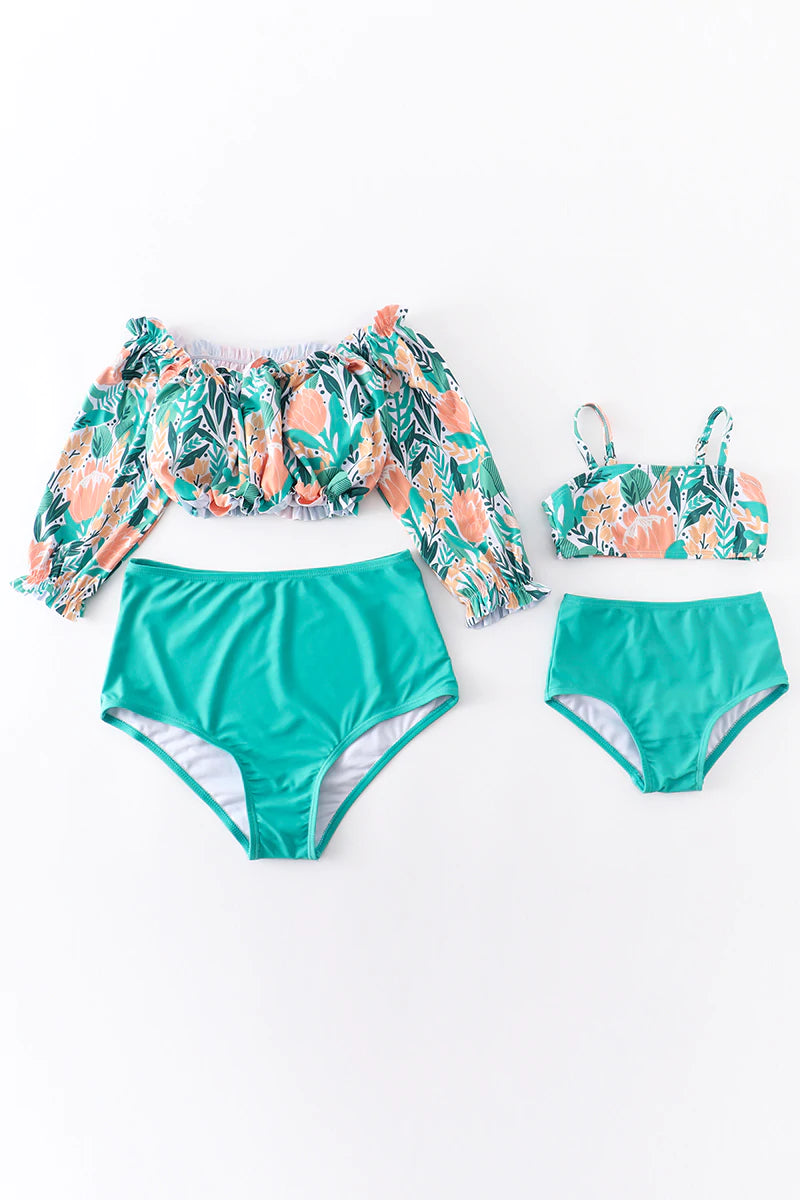 Green Floral Swim Suit Adult