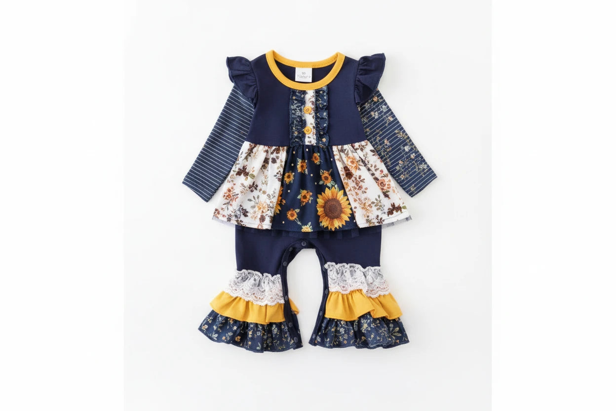 Navy Floral Romper