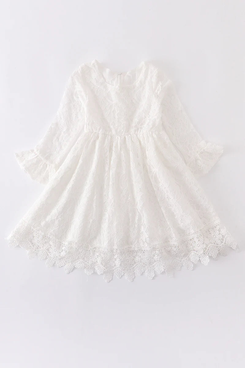 HONEYDEW White Lace Ruffle Dress