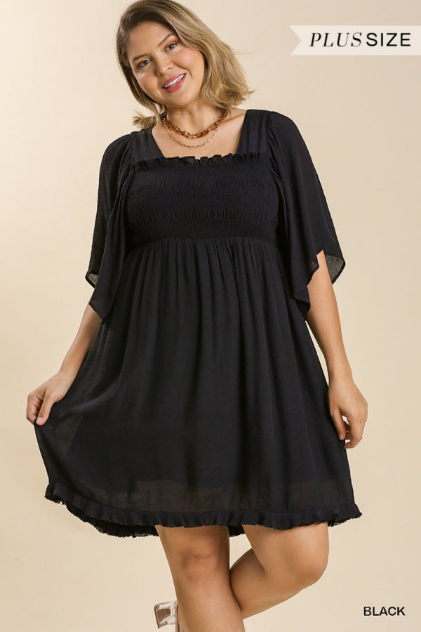 UMGEE Smocking Bell Sleeve Top