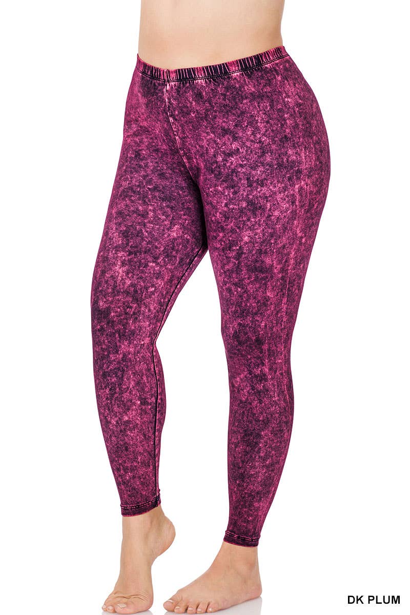 Plus Mineral Wash Cotton Leggings: AMERICANO