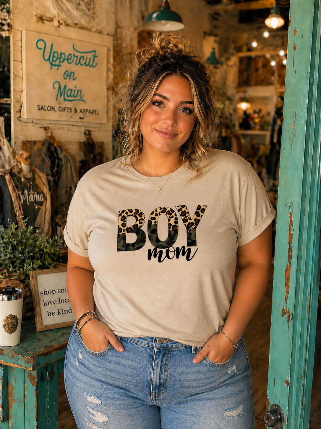 BOY MOM Leopard & Camo PLUS SIZE Shirt