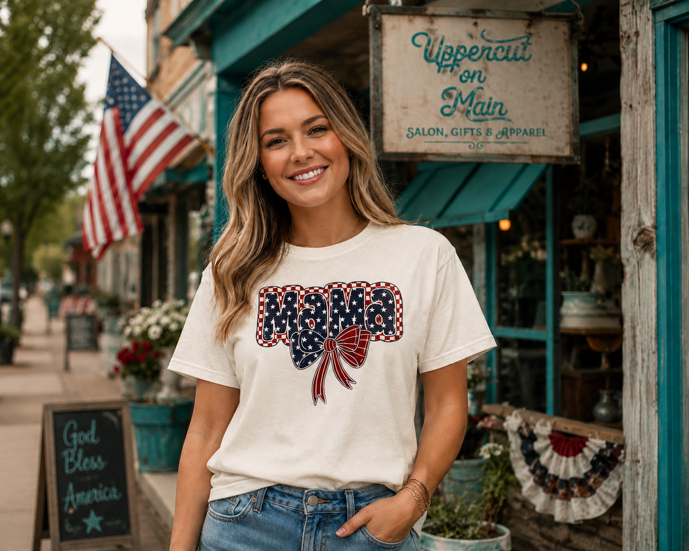 PATRIOTIC MAMA With BOW Custom Shirt