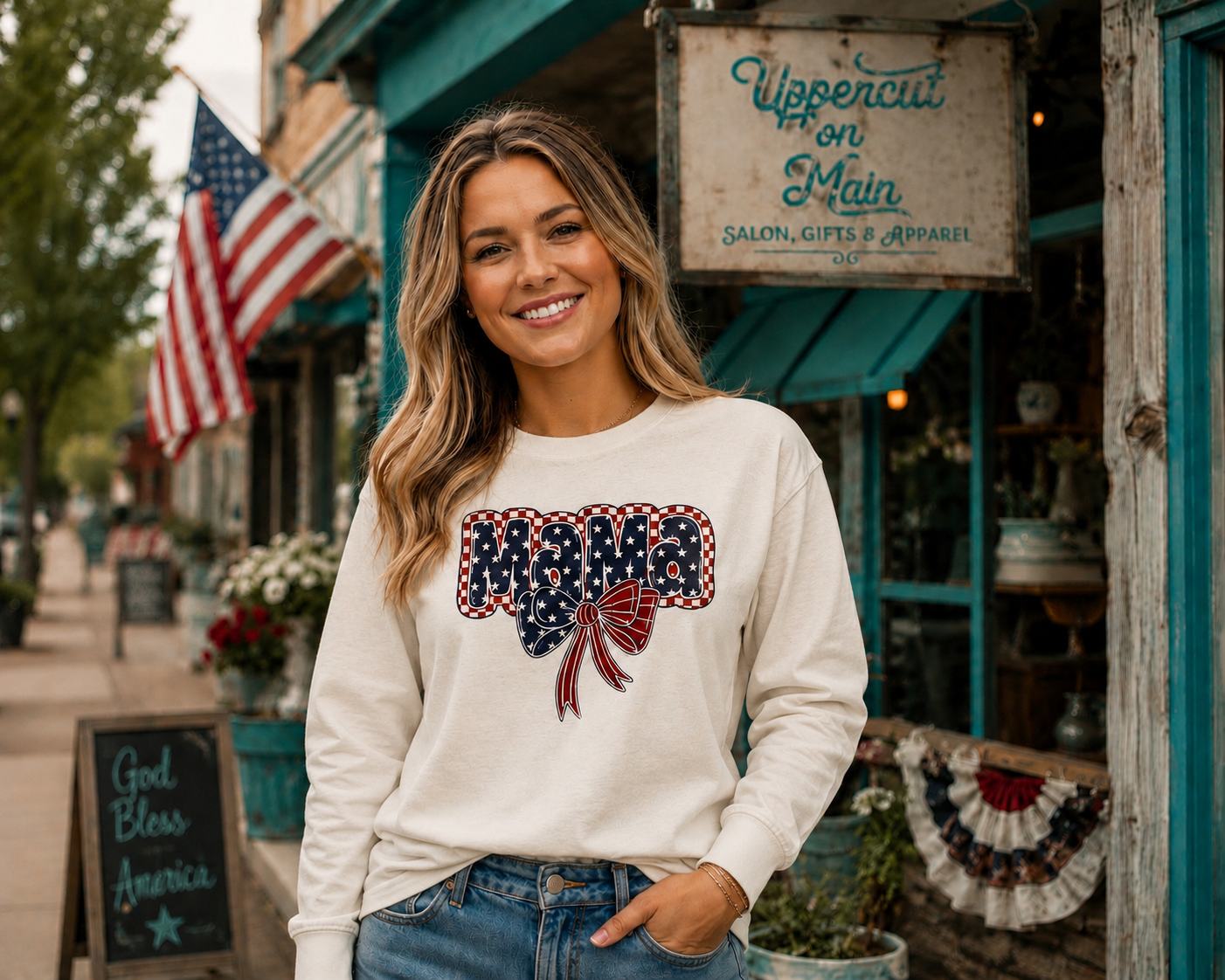 PATRIOTIC MAMA With BOW Custom Shirt