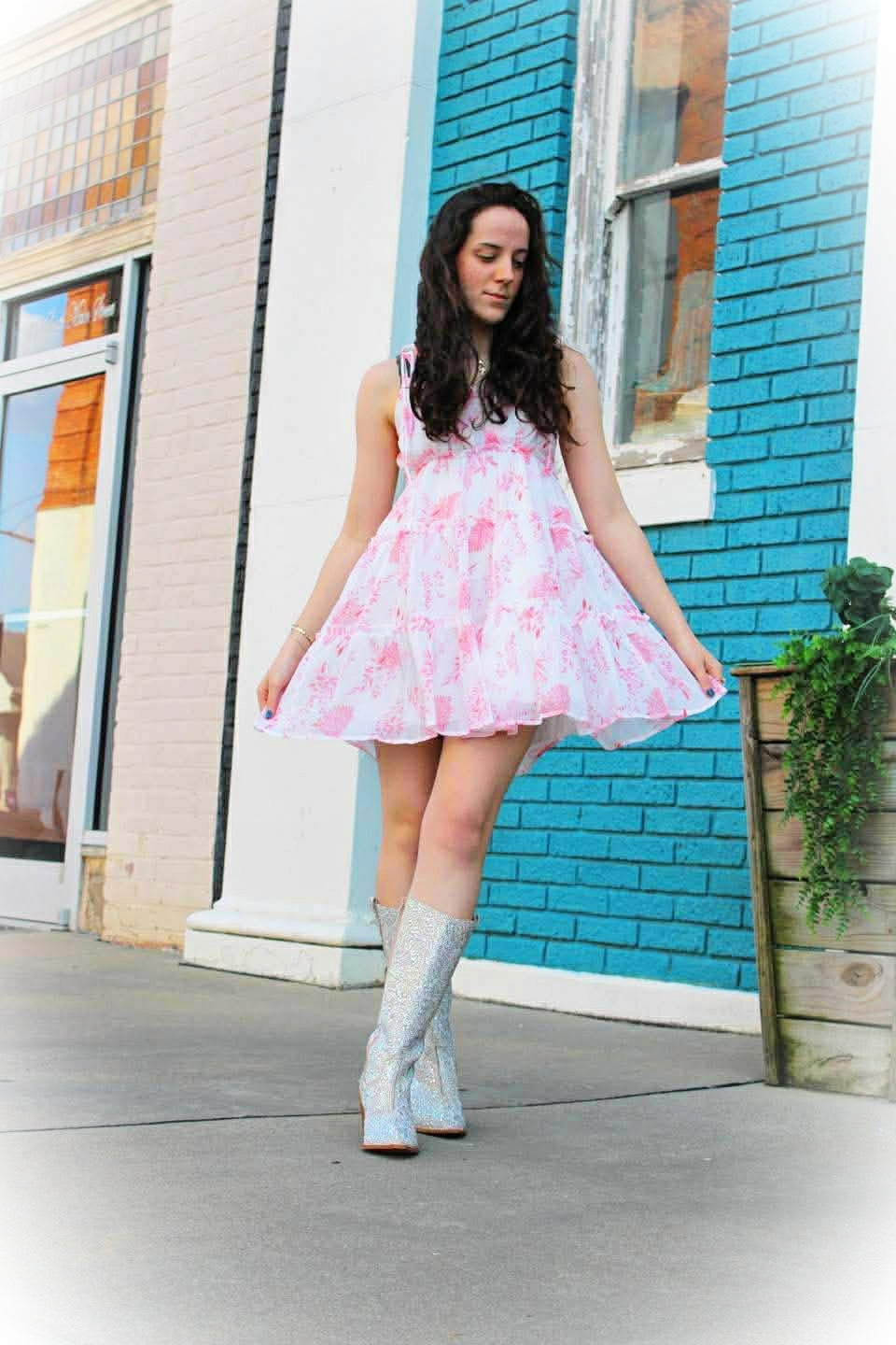 Floral Pink Halter Dress