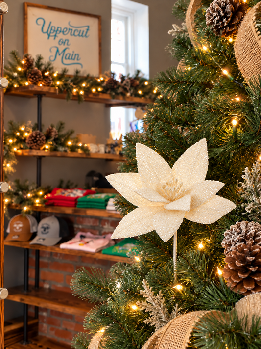White Ice Poinsetta Sprig