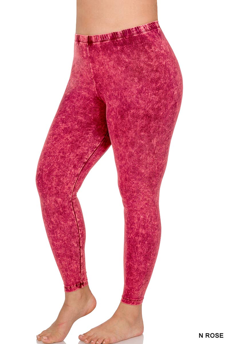 Plus Mineral Wash Cotton Leggings: AMERICANO