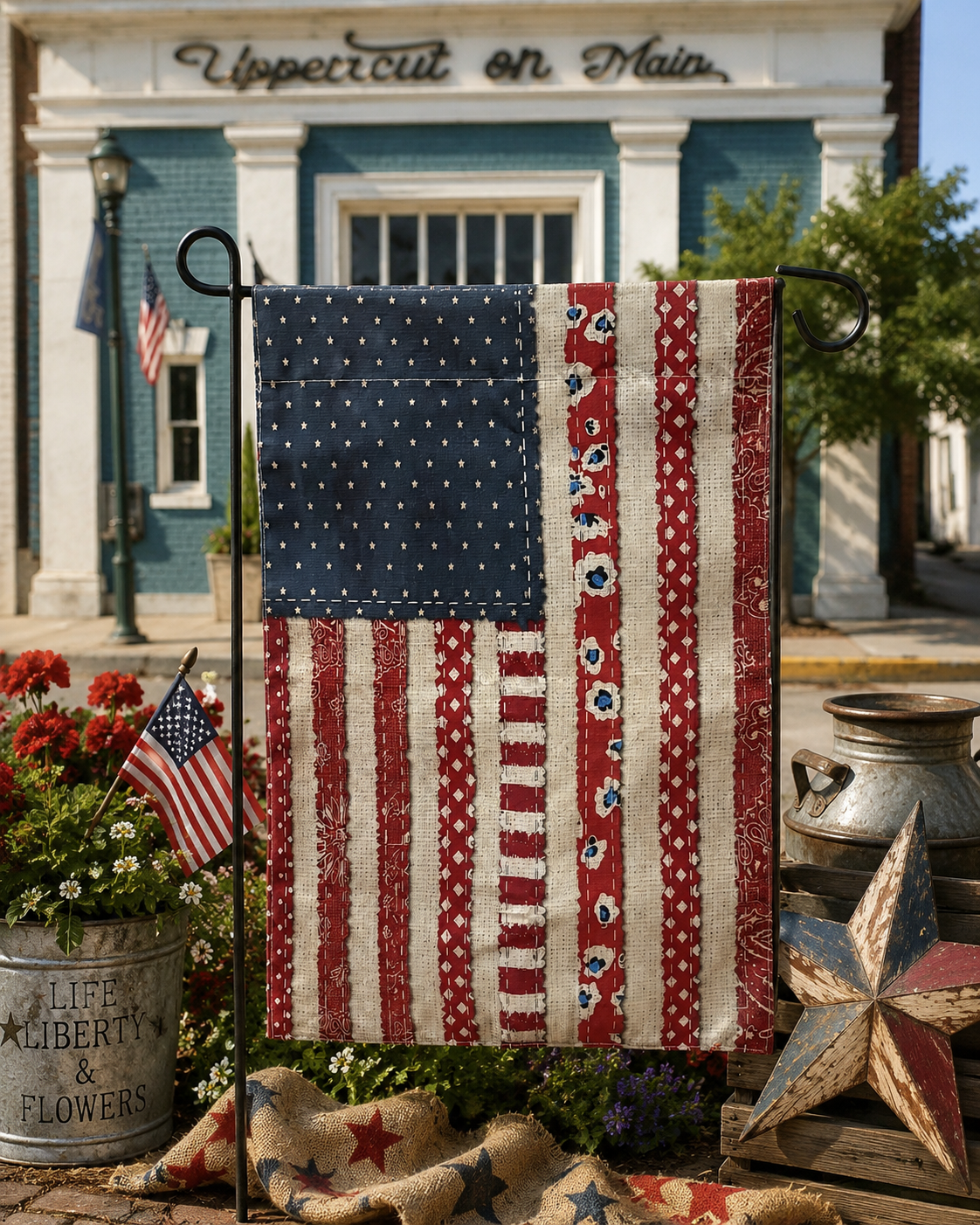 PATCHWORK PATRIOTIC Garden Flag