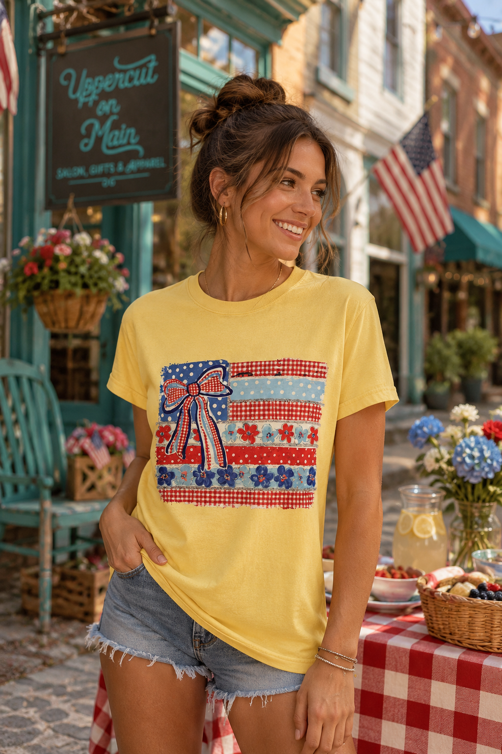 PATRIOTIC FLORAL FLAG Custom Graphic Shirt