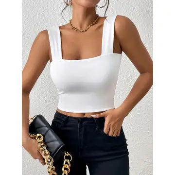 White U-Neck Crop Top