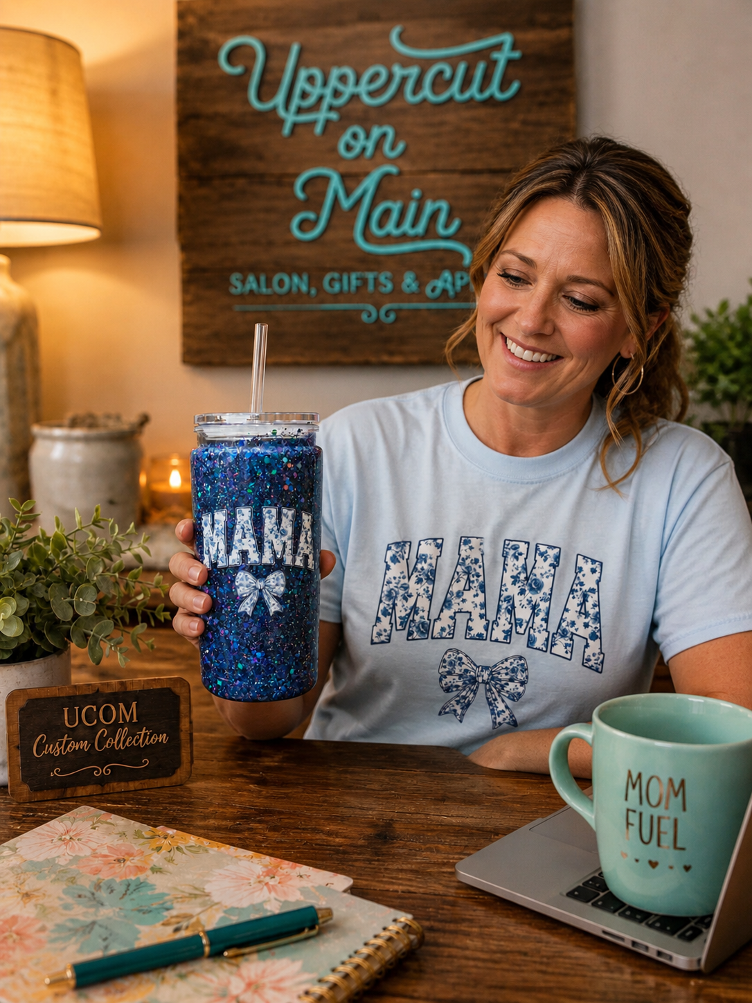 Floral Mama Glitter Tumbler