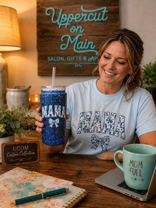 Floral Mama Glitter Tumbler