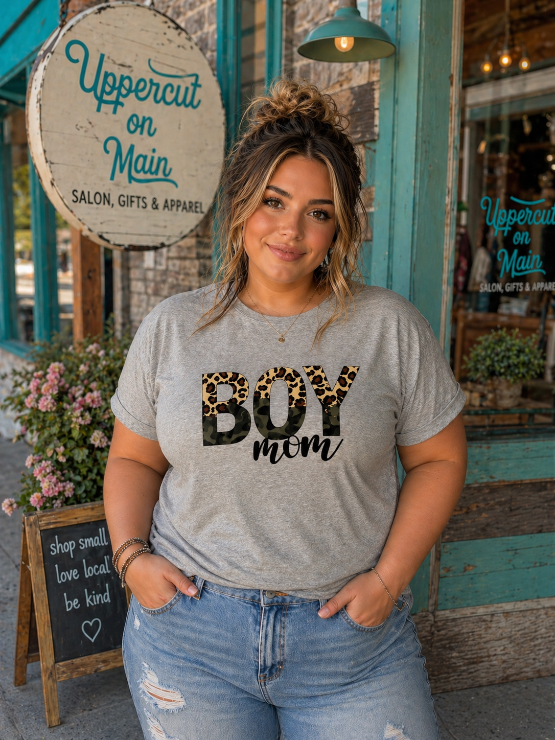BOY MOM Leopard & Camo PLUS SIZE Shirt