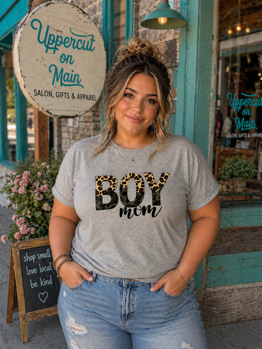 BOY MOM Leopard & Camo PLUS SIZE Shirt