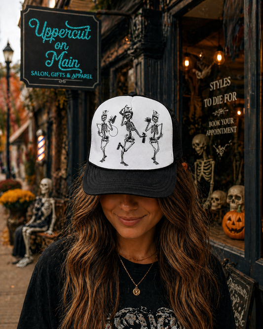 DANCING SKELETON HAIRSTYLISTS Custom Hat
