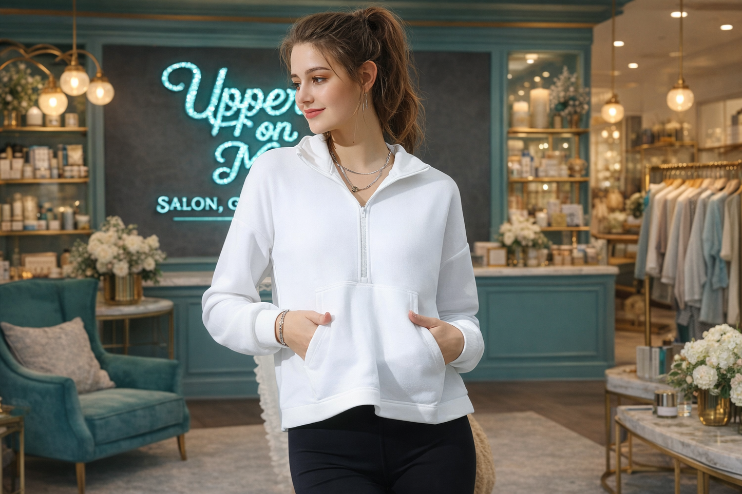 White Anorak Fleece Pullover