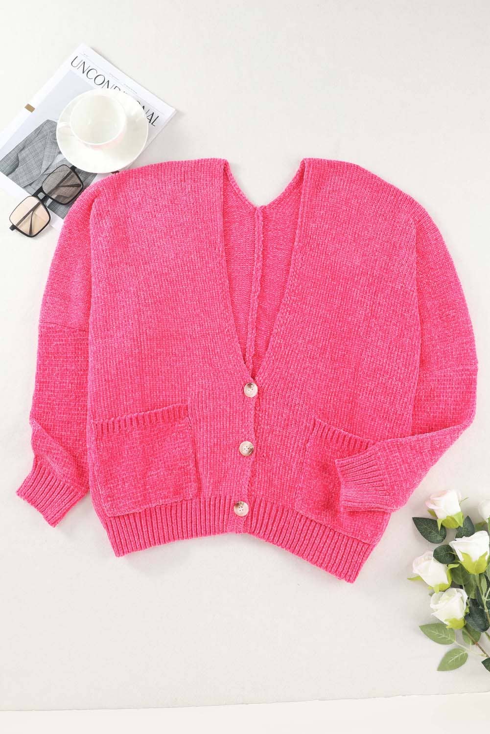 Rose (Pink) Button Front Sweater