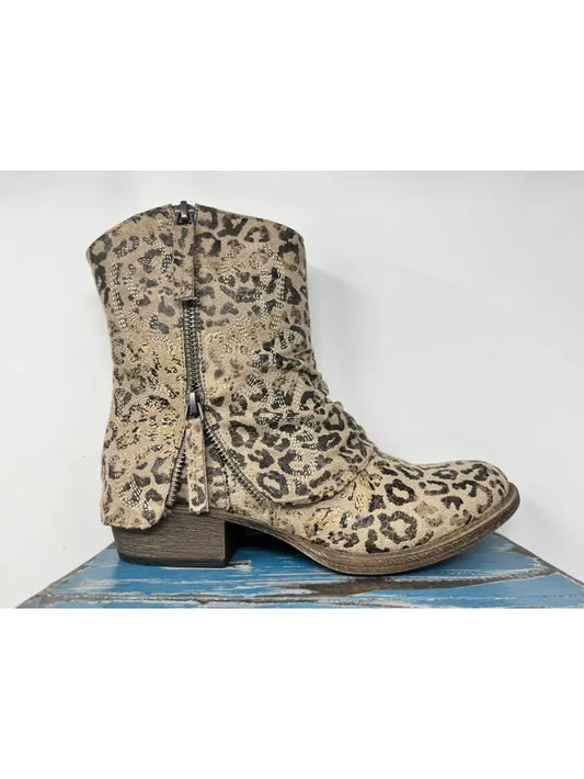 Leopard Western Cuffed Bootie