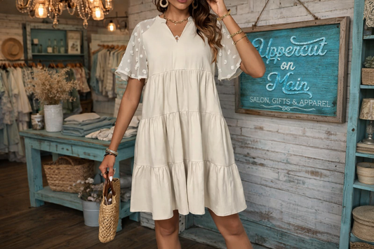 V-neck Polka Dot Casual Dress