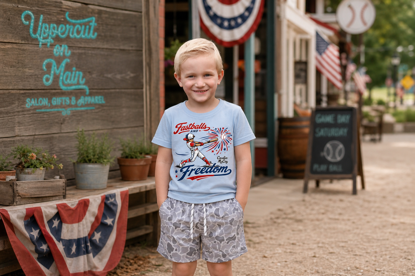 CARDIN MCCOY Grey "Fastballs & Freedom" Tee